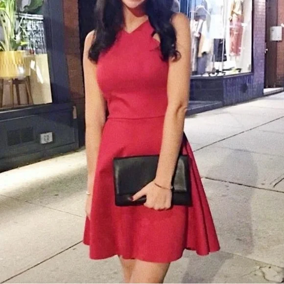 Aqua | Dresses | Aqua Red Suede Dress | Poshmark